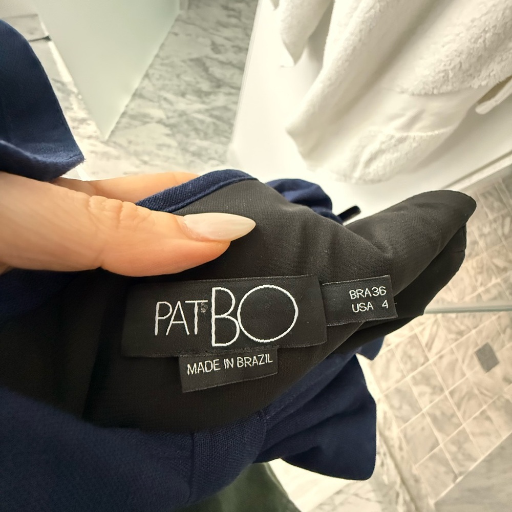 PatBO NEW Navy Ruffle Mini Dress w/ Crochet Waist & Fringe Hem | Size 4 - Picture 6 of 9